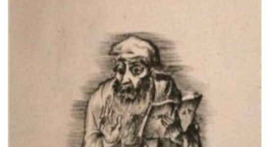 Illustration: Joseph Budko, pointe sèche (vers 1918–1922). Un érudit juif, penché sur le livre ouvert dont émane presque une présence, hésitant entre parole et silence. capture ici l’instant fragile où la lecture devient vision — un espace intérieur d’inspiration et de vertige. Une image d’une justesse émouvante pour évoquer Nathan de Gaza, mystique penché sur les textes, guettant dans l’ombre la lumière d’une révélation.