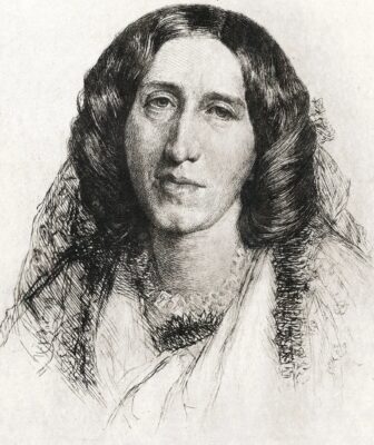 Illustration: George Eliot, gravure d'après un dessin à la craie (1865) de Sir Frederic William Burton.