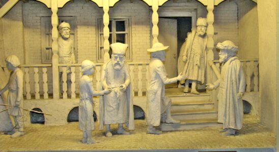 Illustration: Représentation d'une réunion des dirigeants du conseil des Quatre Pays au Musée de la Diaspora à Tel-Aviv