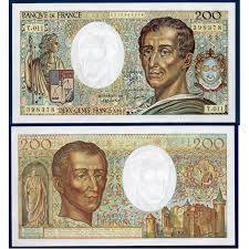 Illustration: billet de la Banque de France, 200 Frances Montesquieu, 1982